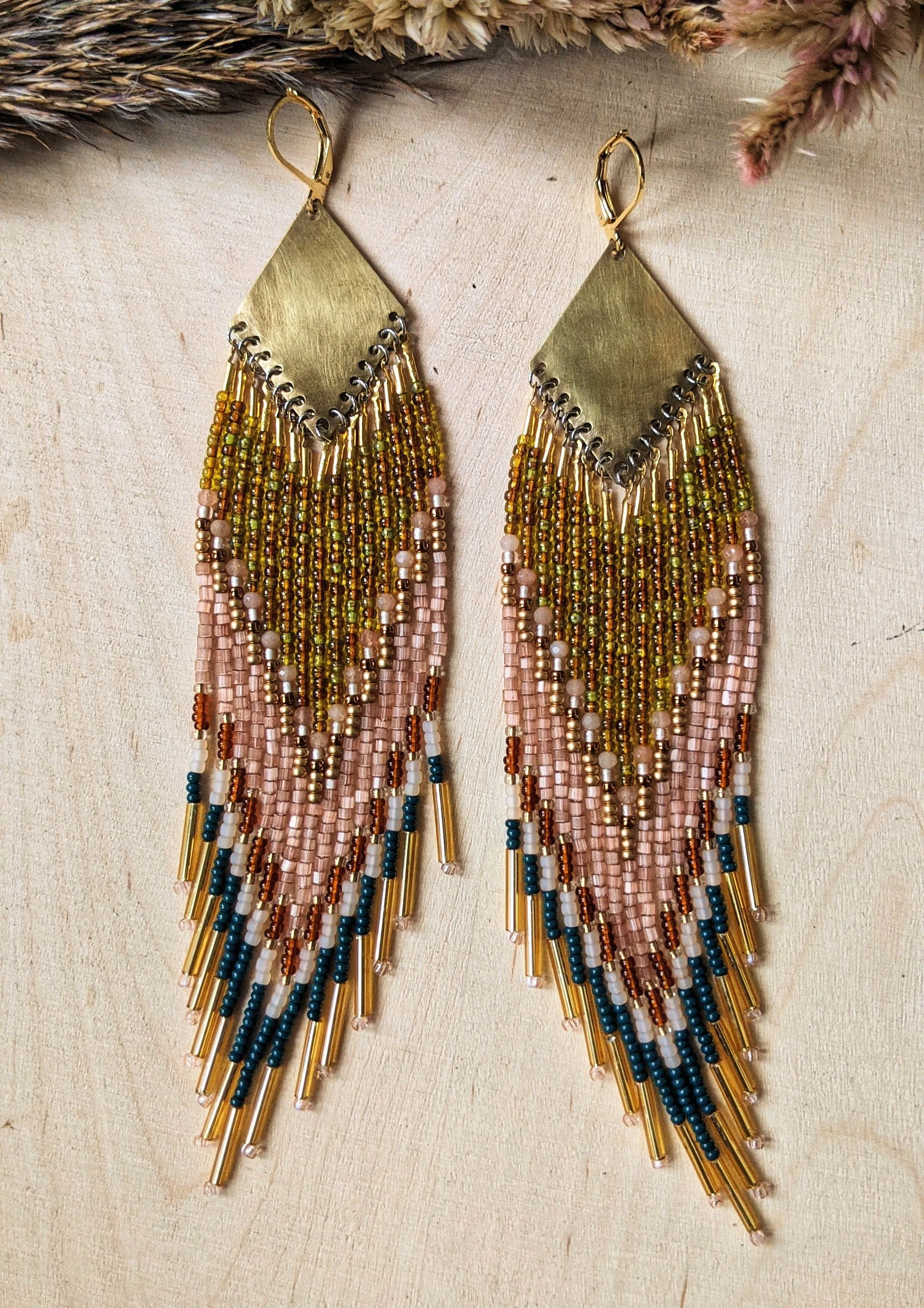 Adelita Peach Moonstone Seed Bead Earrings