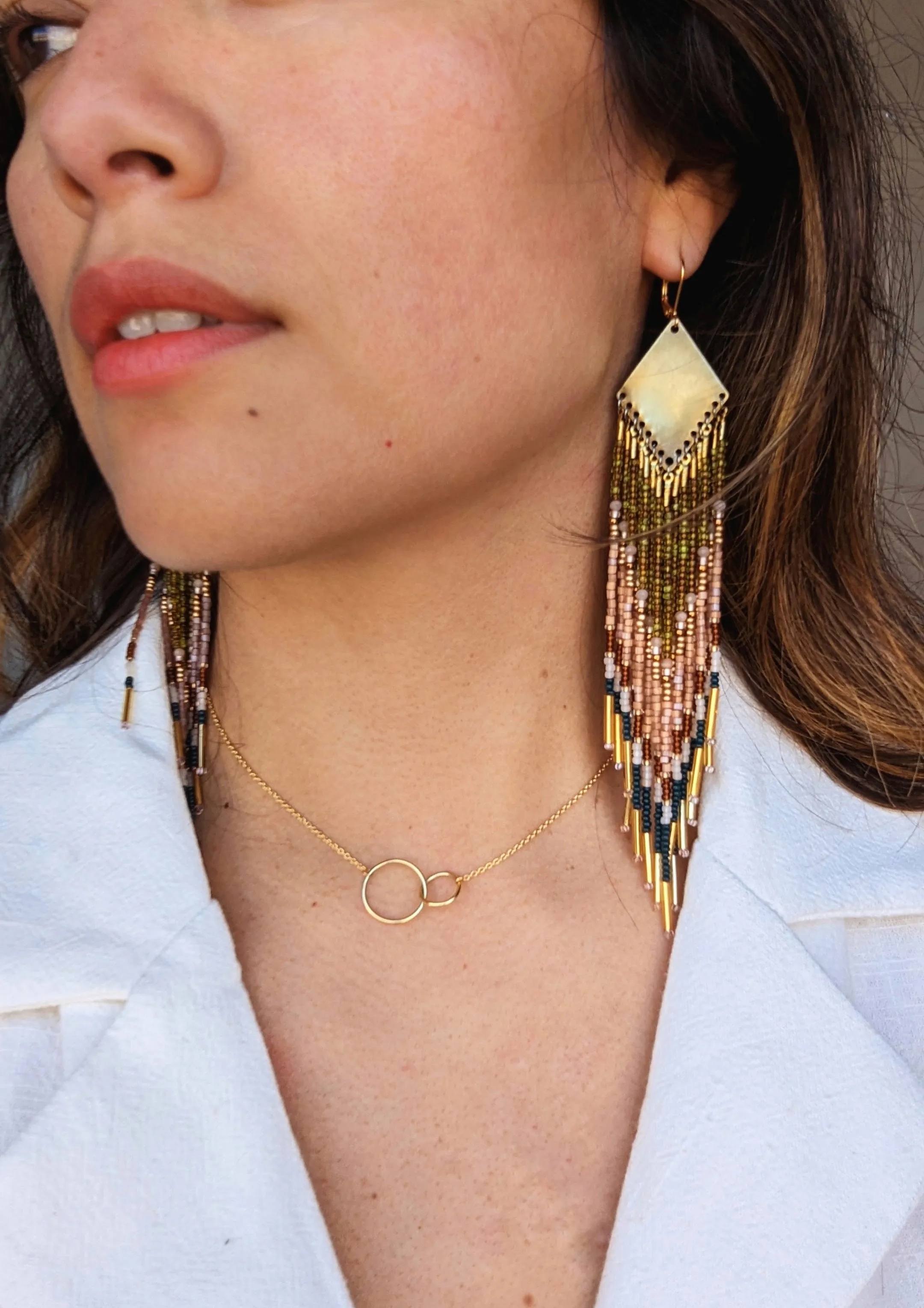 Adelita Peach Moonstone Seed Bead Earrings
