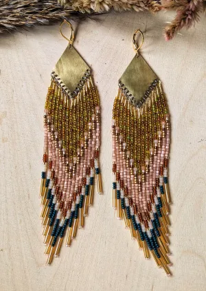 Adelita Peach Moonstone Seed Bead Earrings