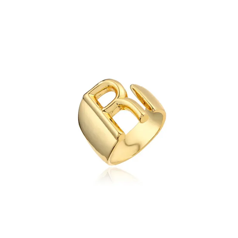 Adjustable Opening Ring Initials
