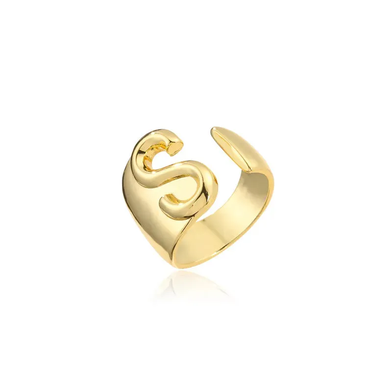 Adjustable Opening Ring Initials