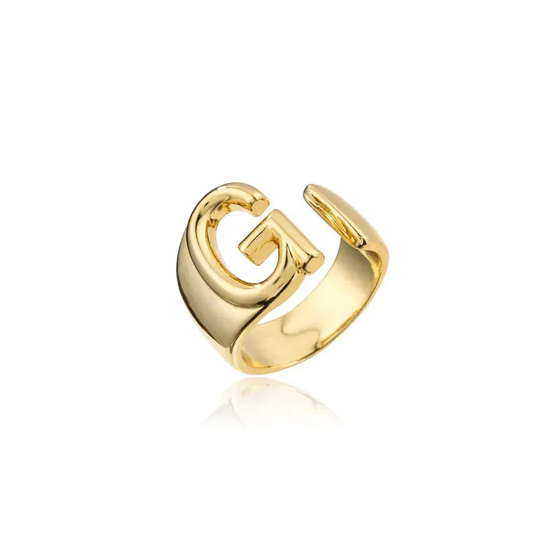 Adjustable Opening Ring Initials
