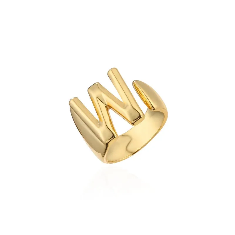 Adjustable Opening Ring Initials