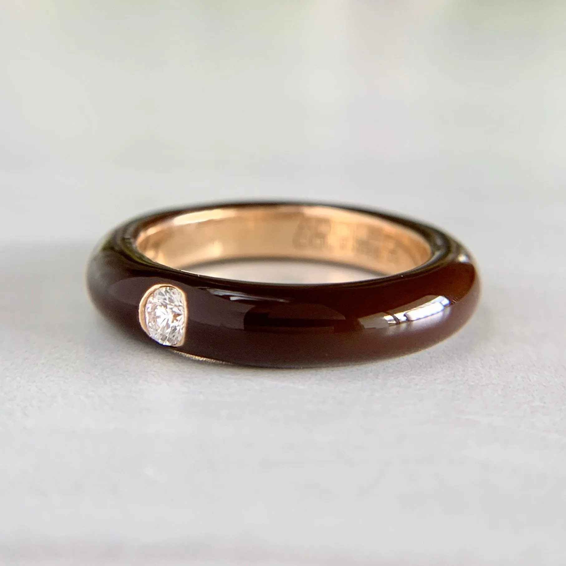 Adolfo Courrier Enamel Diamond Band 18k