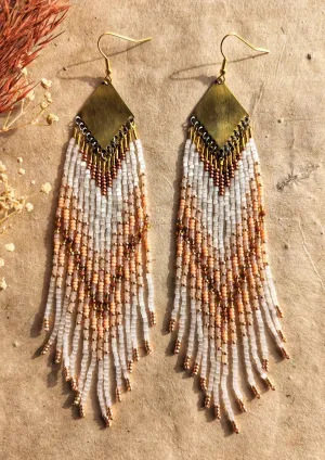 Amanda Peach Sandstone Seed Bead Earrings