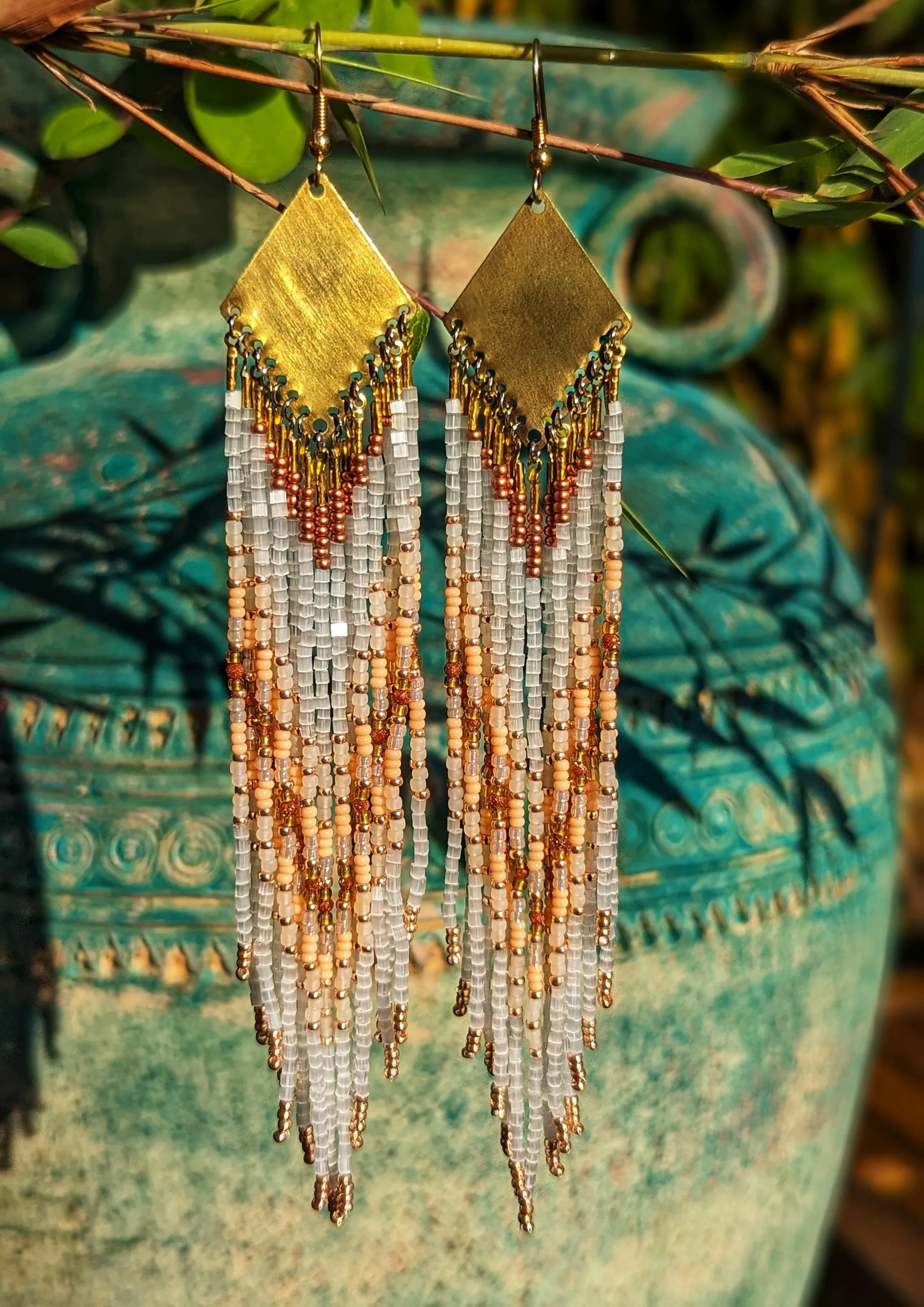 Amanda Peach Sandstone Seed Bead Earrings