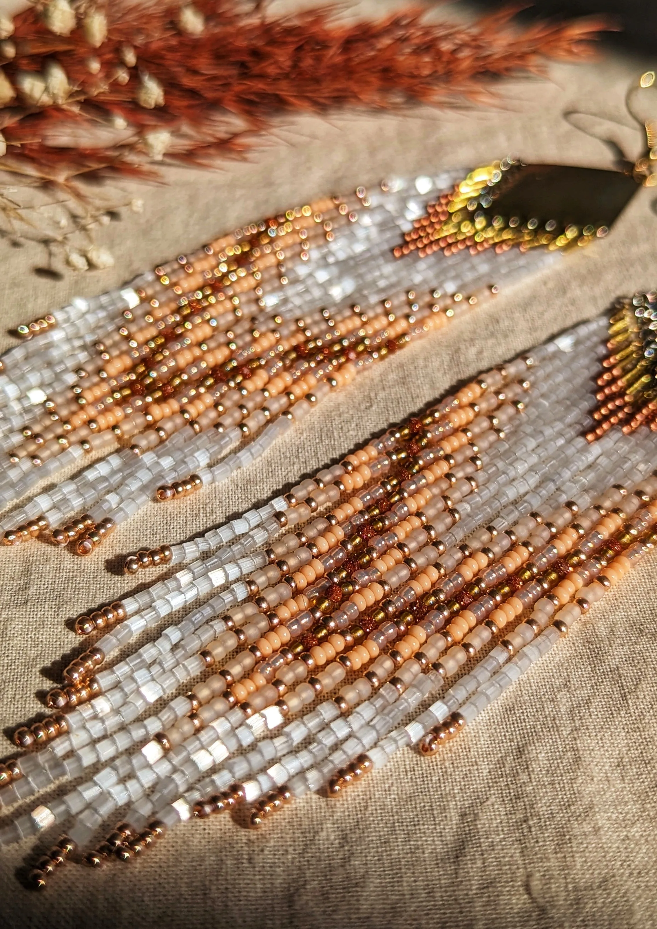 Amanda Peach Sandstone Seed Bead Earrings
