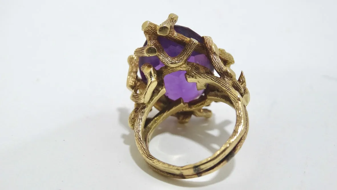 Amethyst Purple 1960's Statement Cocktail Ring