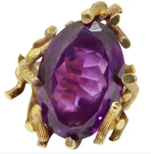 Amethyst Purple 1960's Statement Cocktail Ring