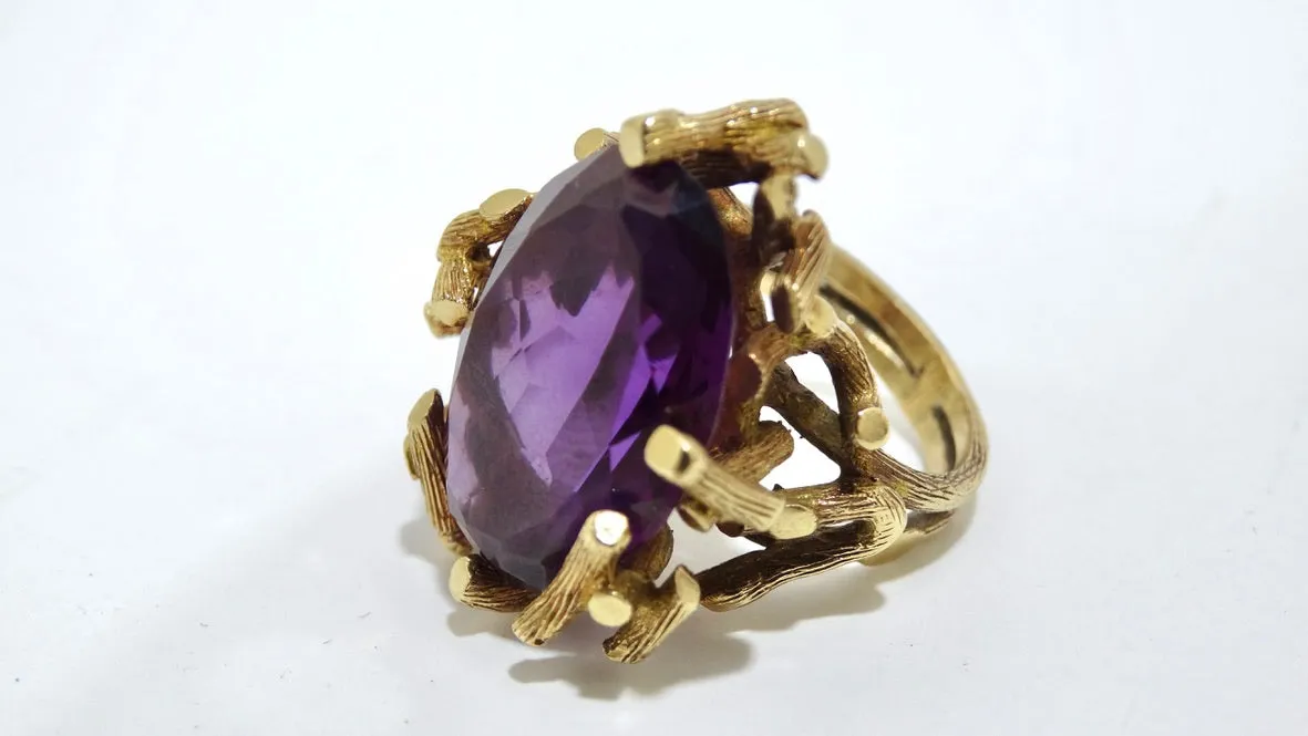 Amethyst Purple 1960's Statement Cocktail Ring