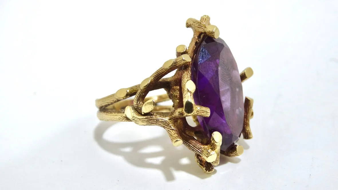 Amethyst Purple 1960's Statement Cocktail Ring
