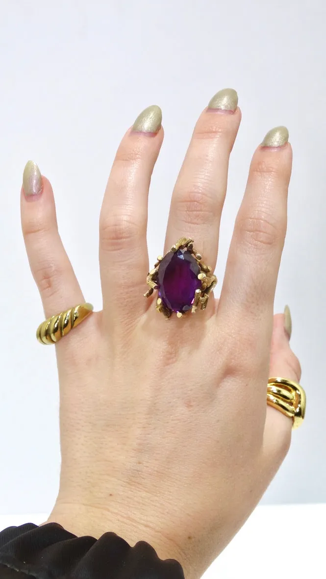 Amethyst Purple 1960's Statement Cocktail Ring