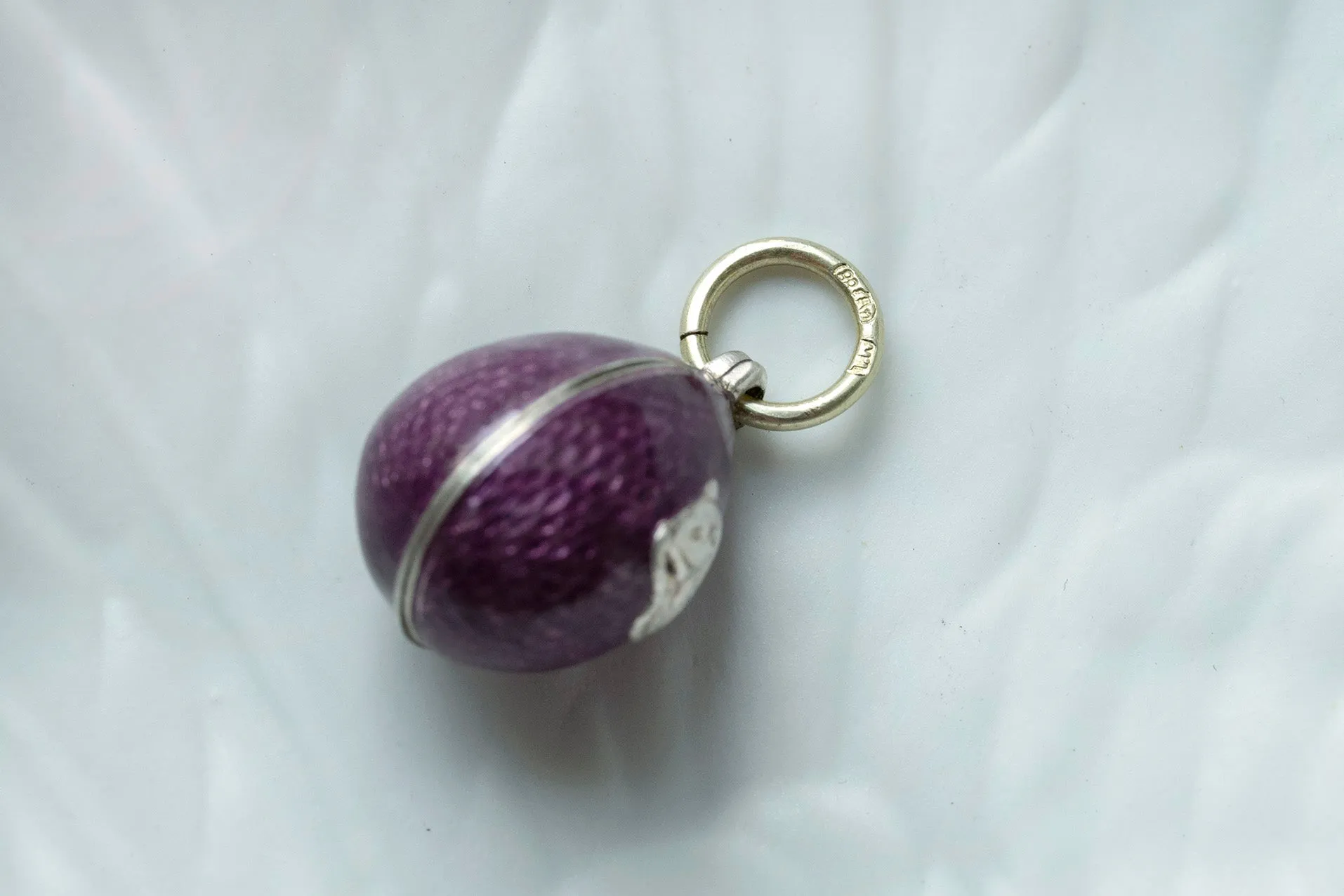 Antique Enamel Egg Pendant with 'Mouse'