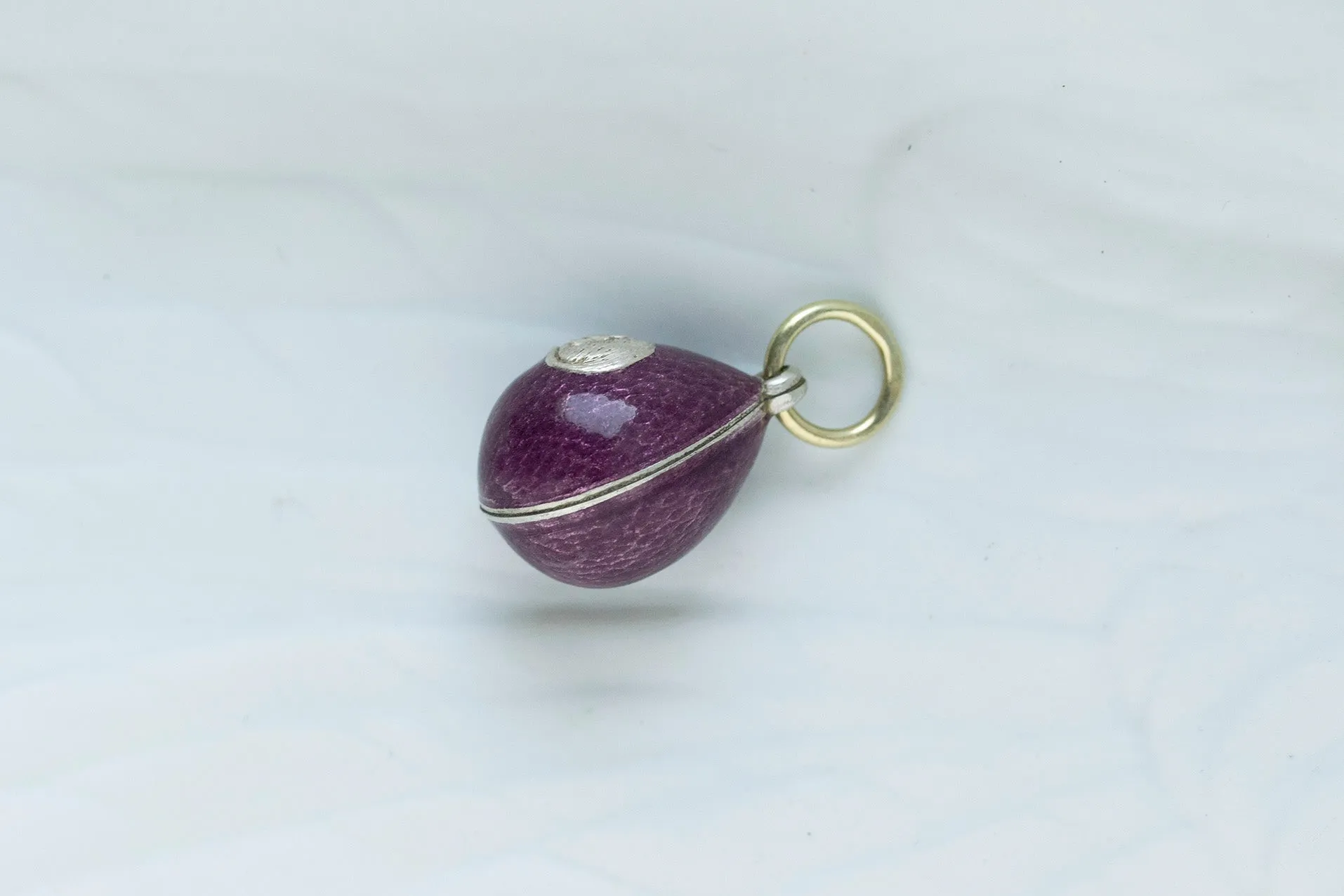 Antique Enamel Egg Pendant with 'Mouse'