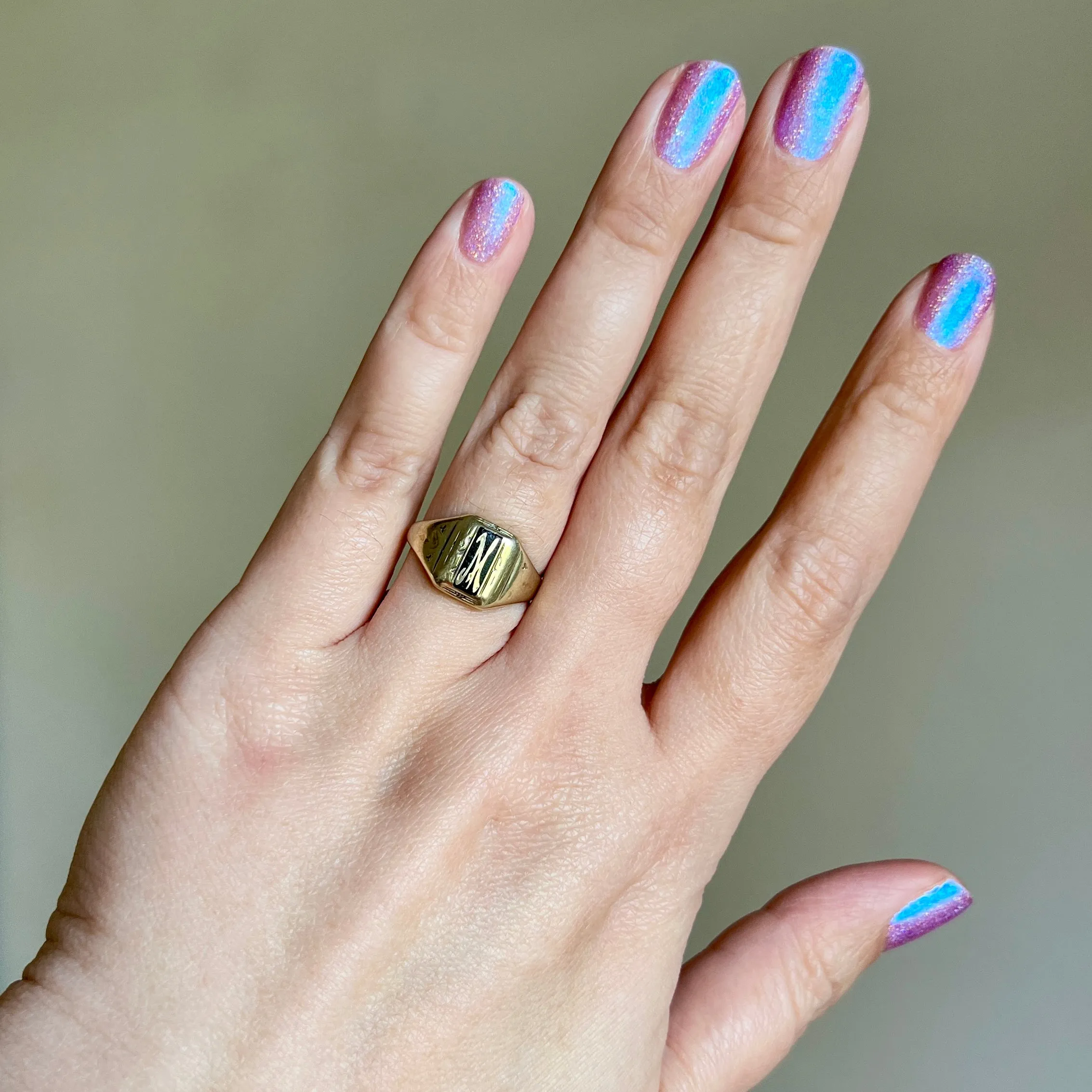 Antique “M” or “W” Signet Ring 12k