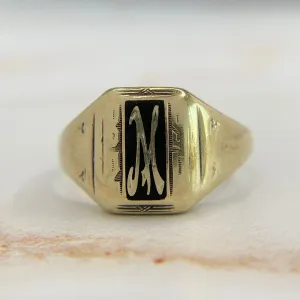 Antique “M” or “W” Signet Ring 12k