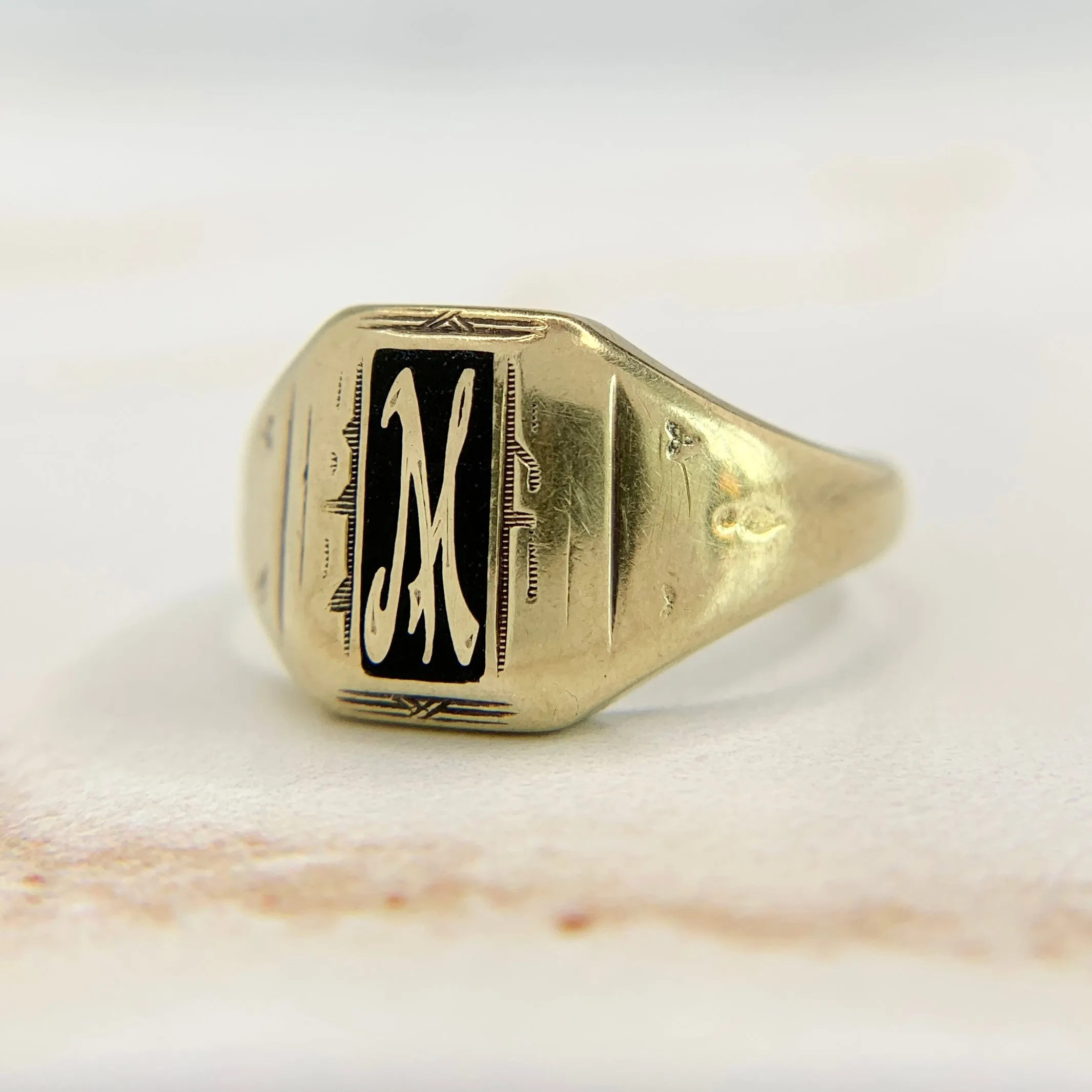 Antique “M” or “W” Signet Ring 12k