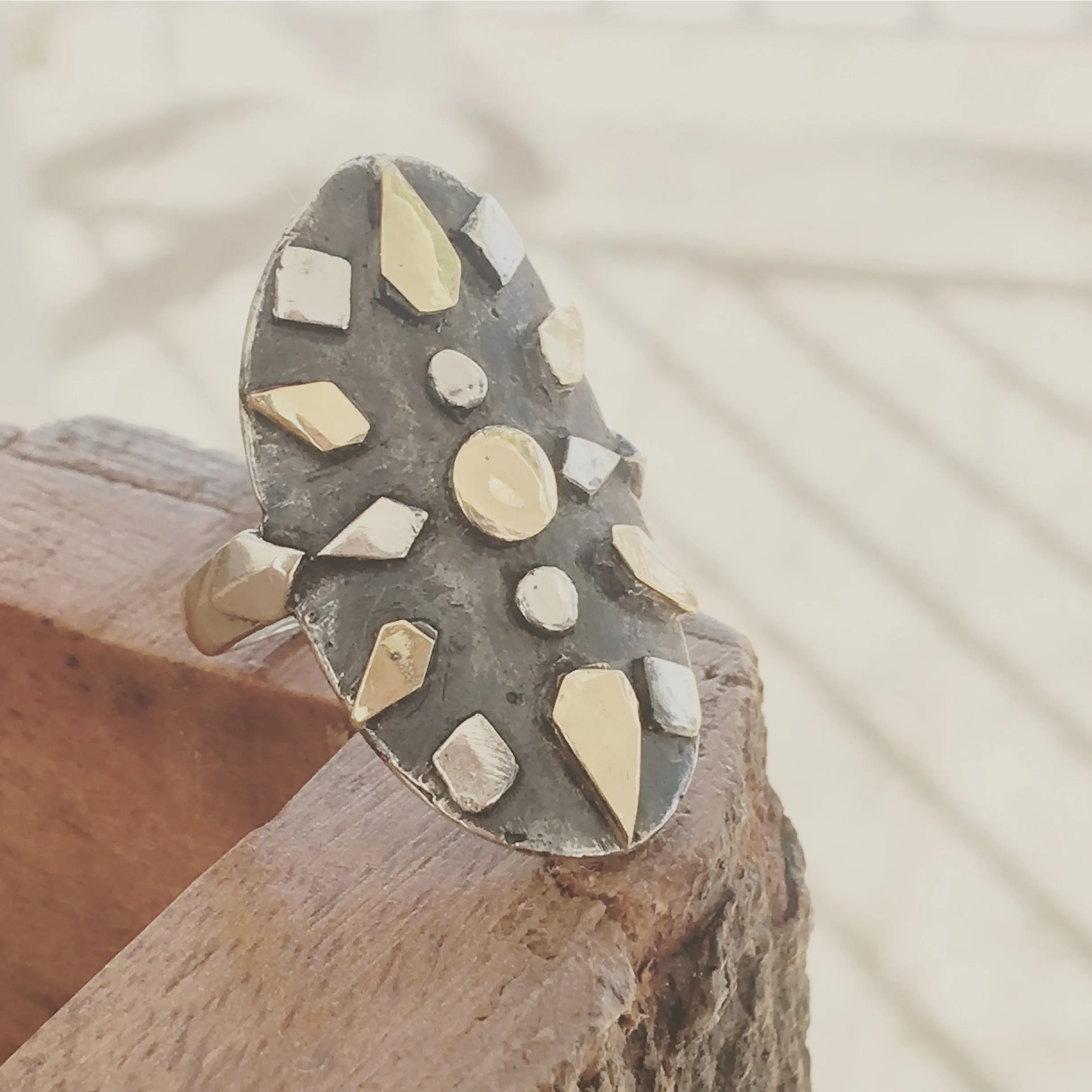 Antique Silver and Gold Wonder Woman Shield Ring