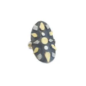 Antique Silver and Gold Wonder Woman Shield Ring