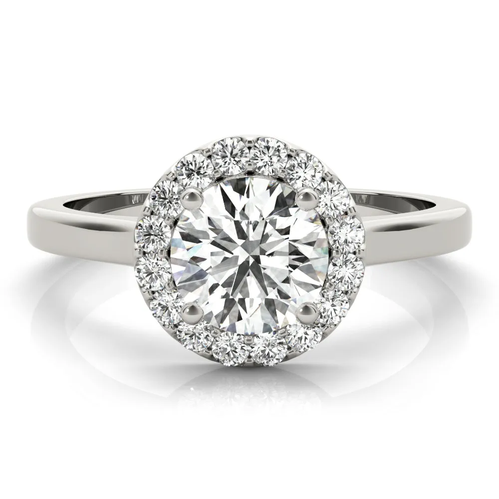 April Classic Halo Diamond Engagement Ring