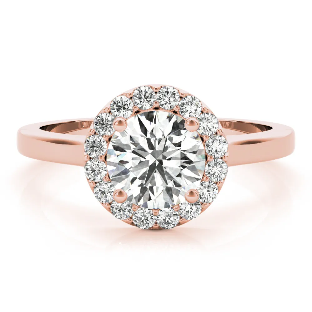 April Classic Halo Diamond Engagement Ring