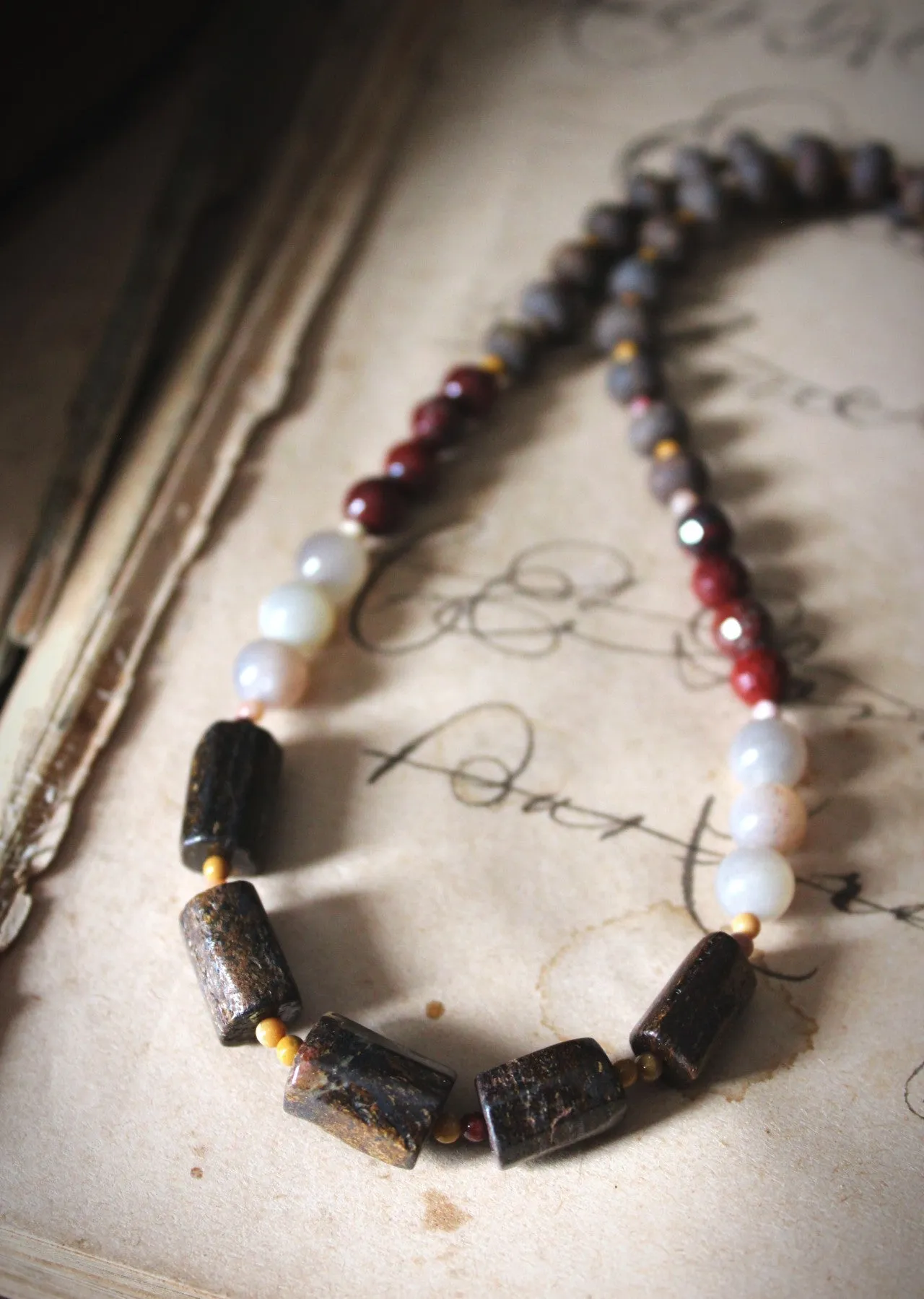 Ashlar. Bronzite Beaded Necklace.