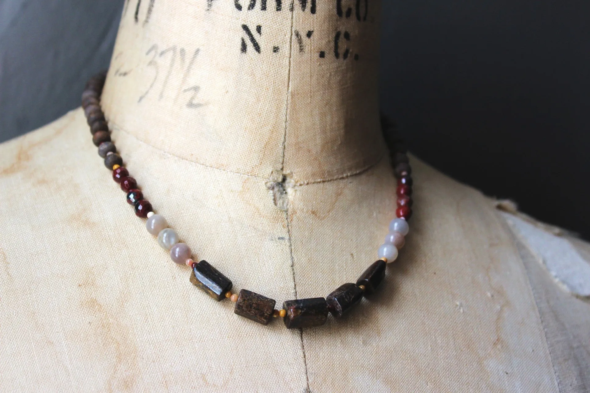 Ashlar. Bronzite Beaded Necklace.