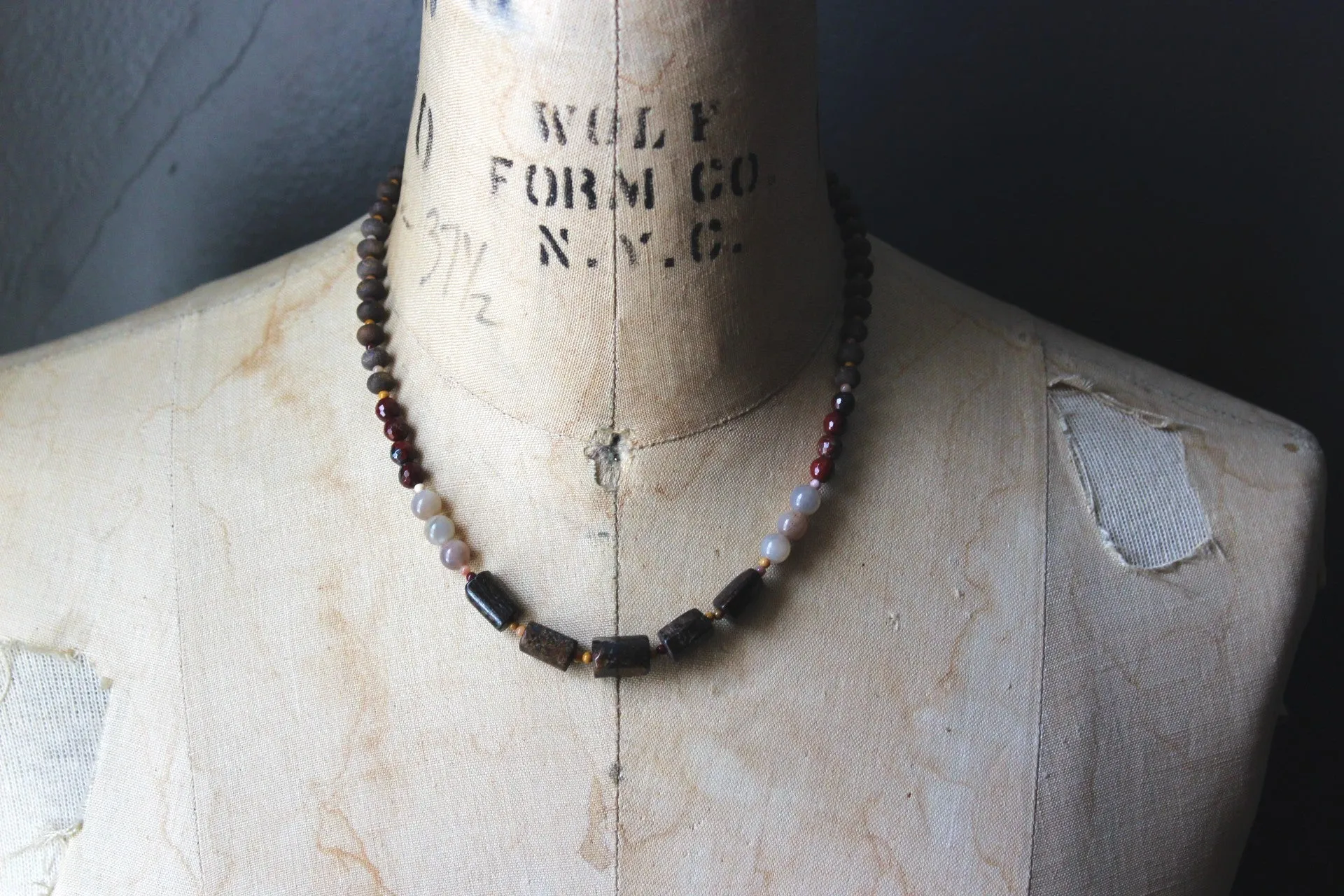 Ashlar. Bronzite Beaded Necklace.