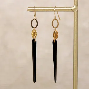 Autumnal Wood & Brass Leaf Earrings by Brin