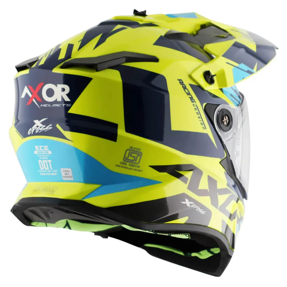 Axor X-Cross X1 Adventure Helmet Neon Yellow / Blue Gloss
