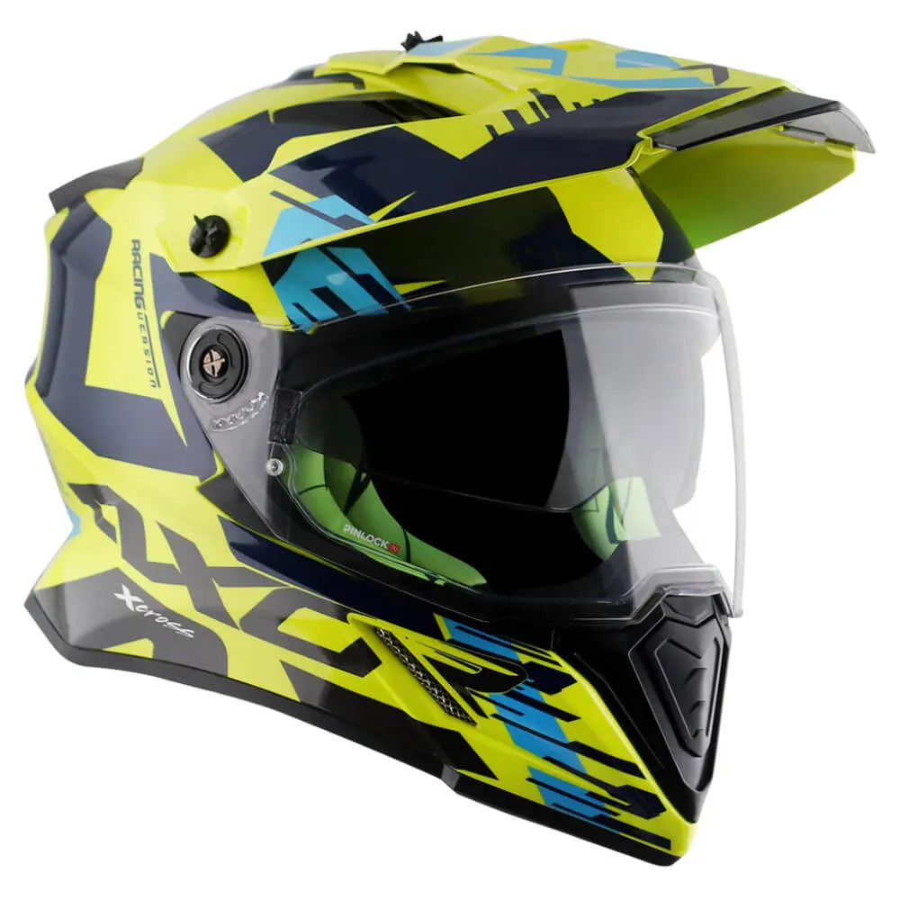 Axor X-Cross X1 Adventure Helmet Neon Yellow / Blue Gloss
