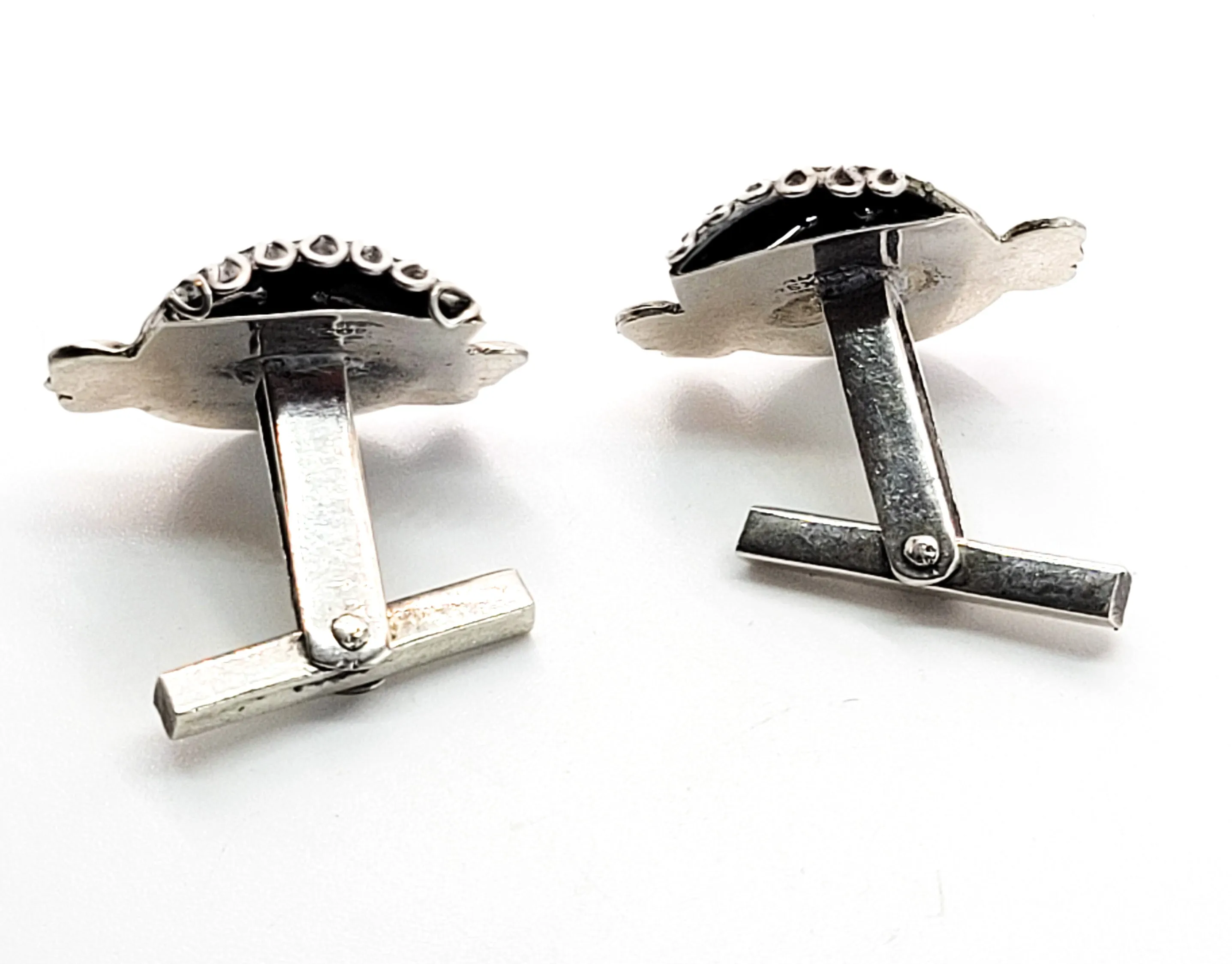 Aztec mask face vintage sterling silver made in Mexico cufflinks articulated nose ring