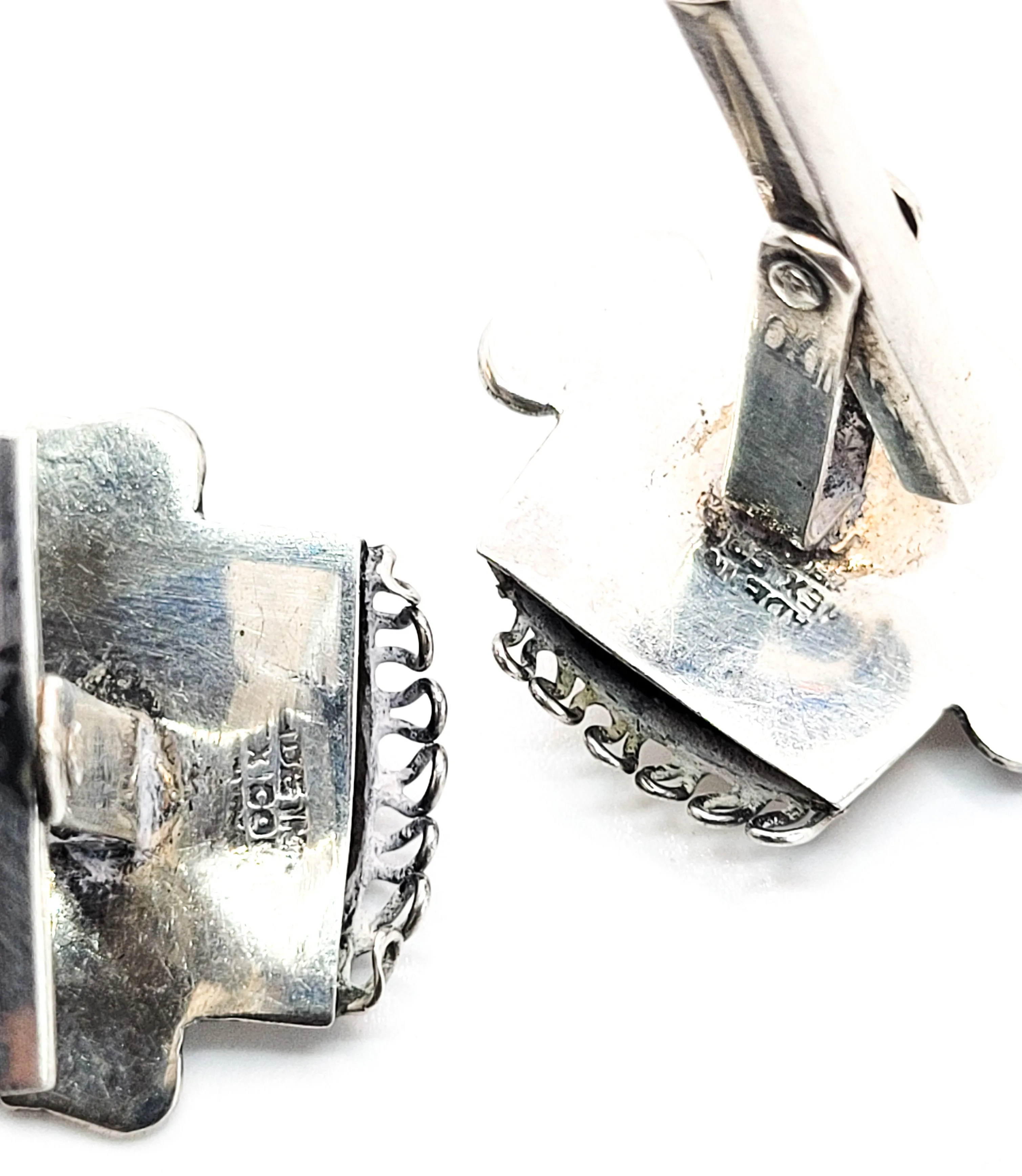 Aztec mask face vintage sterling silver made in Mexico cufflinks articulated nose ring