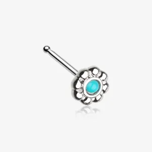 Bali Flower Turquoise Nose Stud Ring