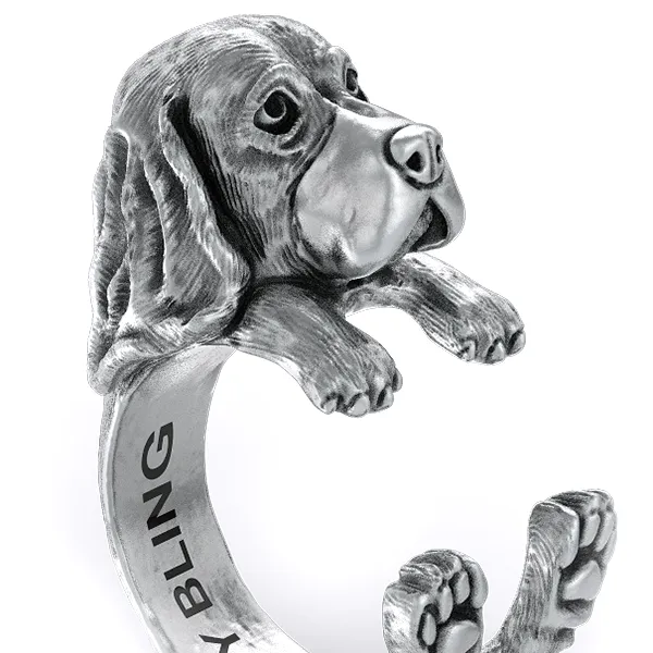 Basset Hound Jewelry Cuddle Wrap Ring