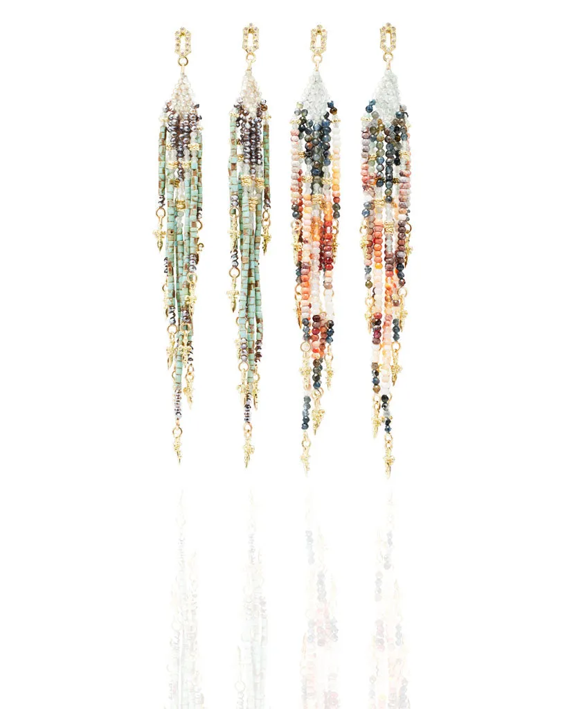 BEADED FEATHER EARRINGS