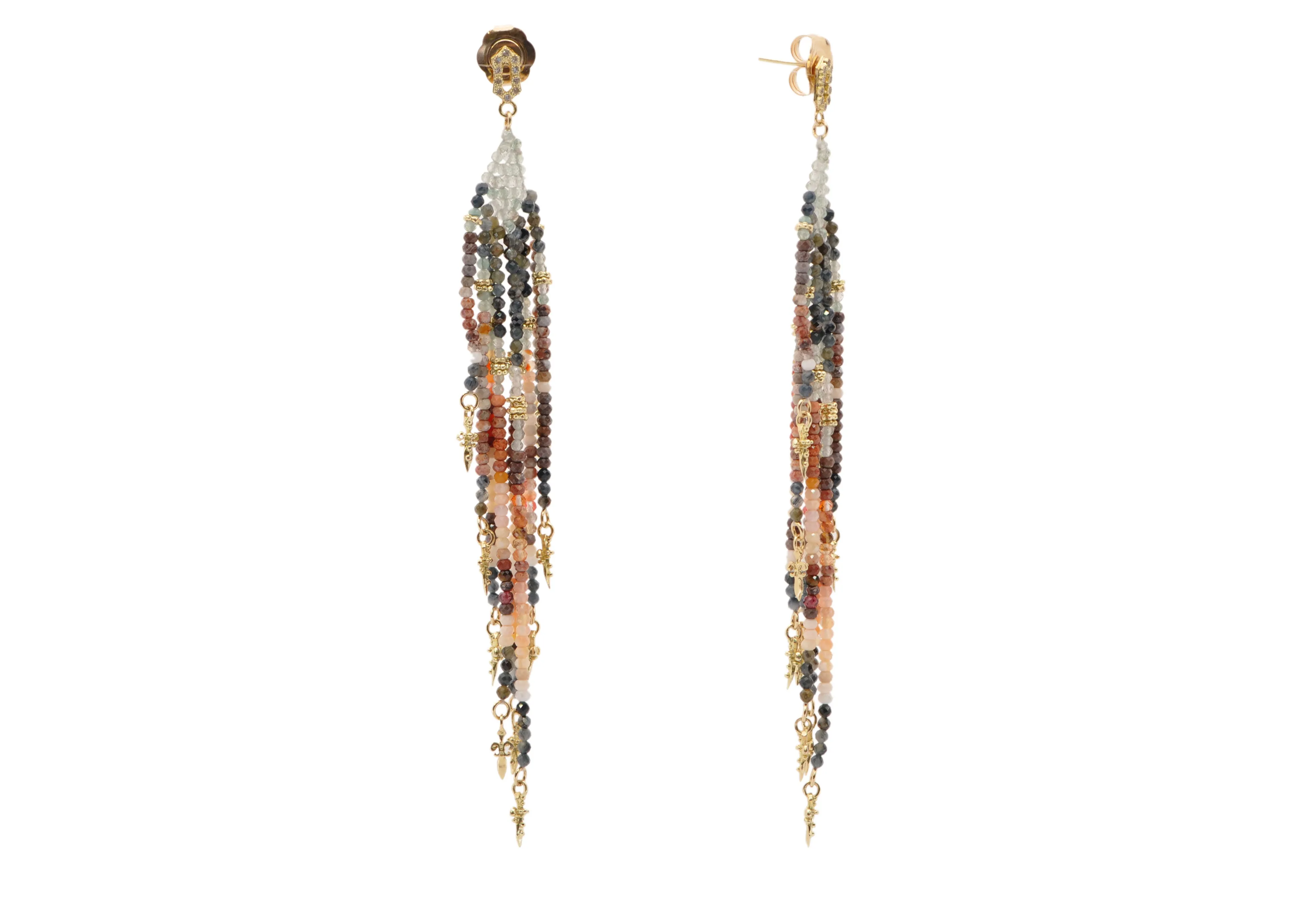 BEADED FEATHER EARRINGS