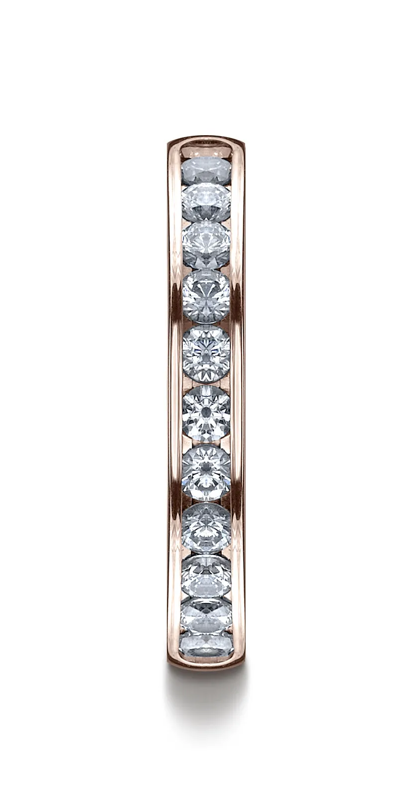 Benchmark 14K Rose Gold 3mm High Polished Channel Set 12-Stone Diamond Wedding Band Ring (0.48 ct.)