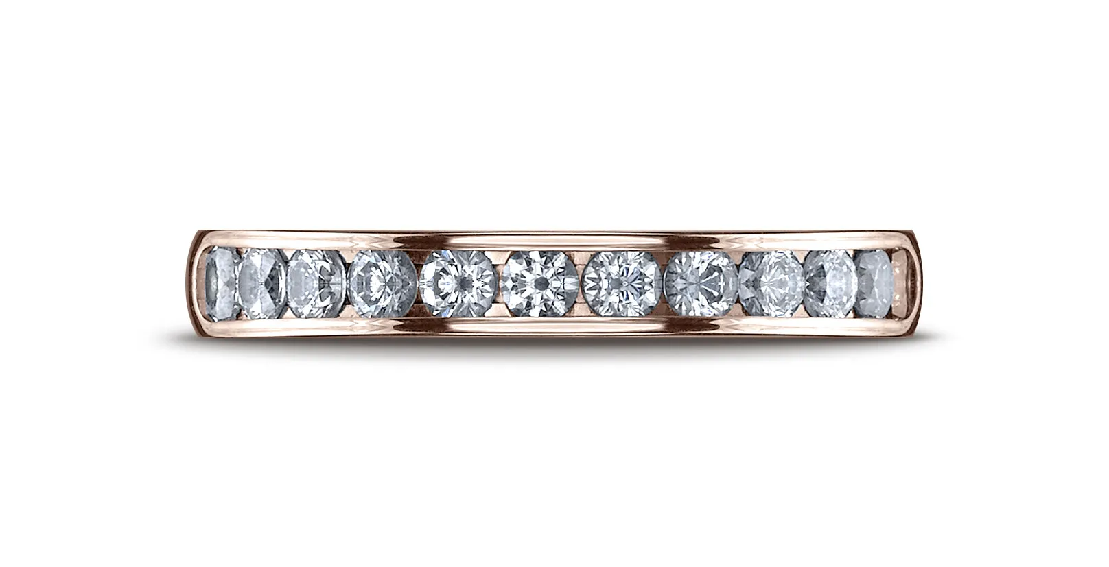 Benchmark 14K Rose Gold 3mm High Polished Channel Set 12-Stone Diamond Wedding Band Ring (0.48 ct.)