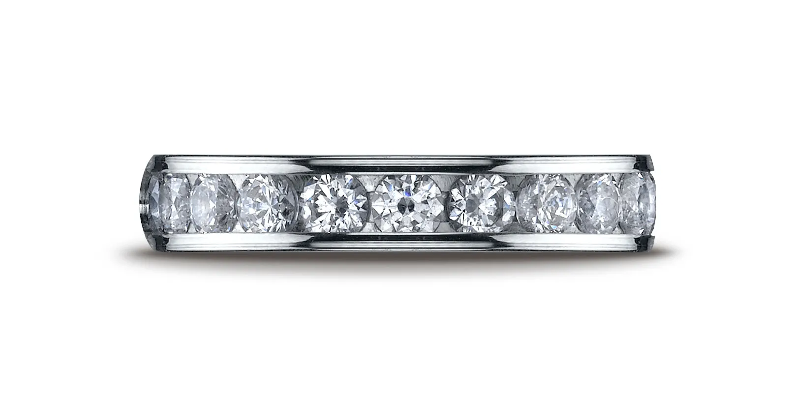 Benchmark Platinum 4mm High Polished Channel Set 12-Stone Diamond Wedding Band Ring (0.96 ct.)
