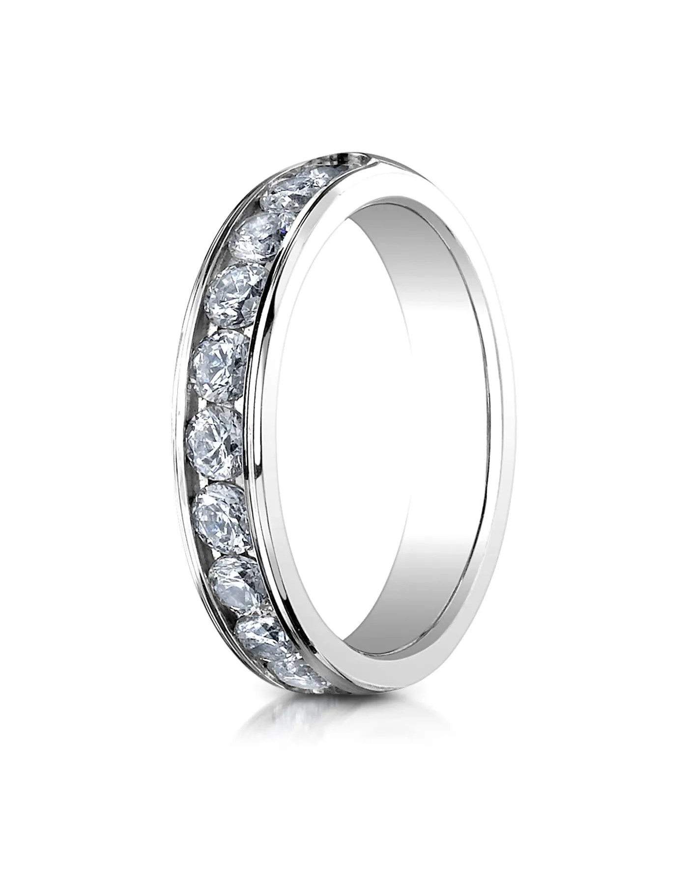Benchmark Platinum 4mm High Polished Channel Set 12-Stone Diamond Wedding Band Ring (0.96 ct.)