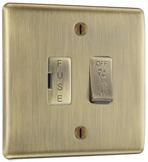 BG NAB15F Flatplate Screwless Triple Pole Fused Fan Isolator Switch 10A - Antique Brass