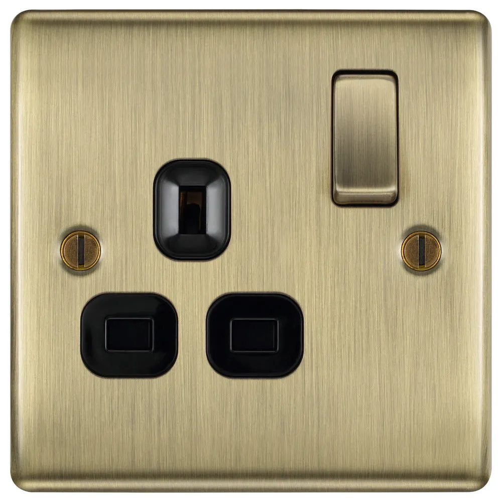 BG NAB21Bx5 Nexus Metal Single Socket 13A /Black Insert - Antique Brass (5 Pack)