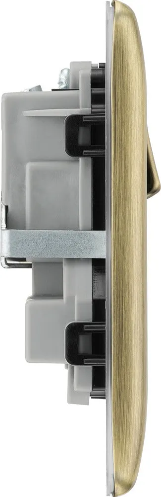 BG NAB22Bx5 Nexus Metal Double Socket 13A - Black Insert - Antique Brass (5 Pack)