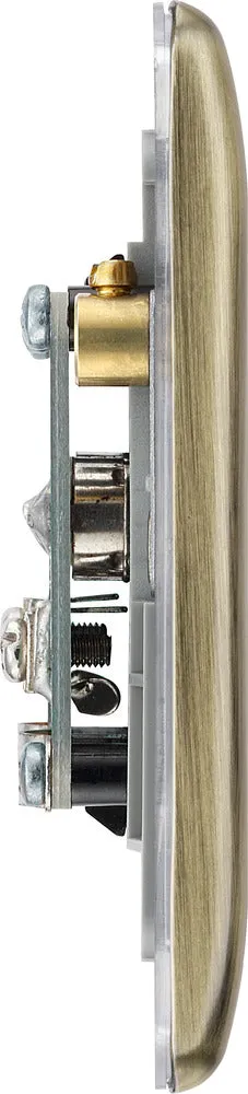 BG NAB66 Nexus Metal Diplex TV/FM Socket - Black Insert - Antique Brass