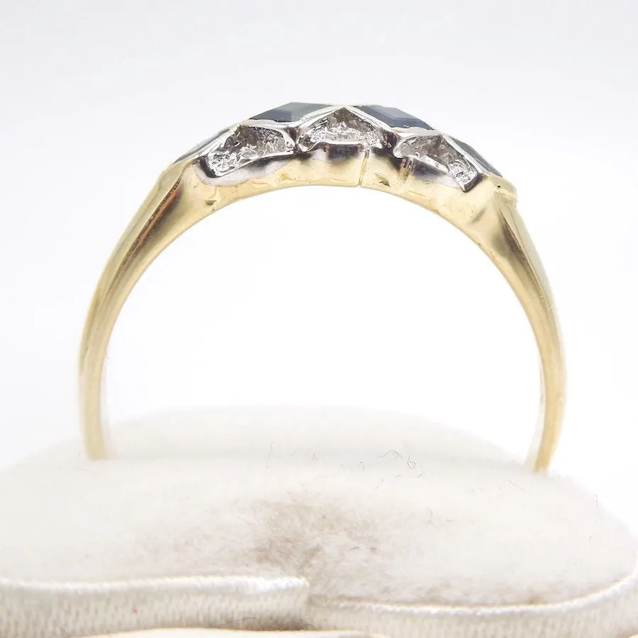 Bicolor Sapphire and Diamond Band in 14K Yellow and White Gold