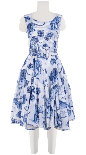 Birdy Dress #2 Boat Neck Sleeveless Cotton Musola (Tiger Toile Small)