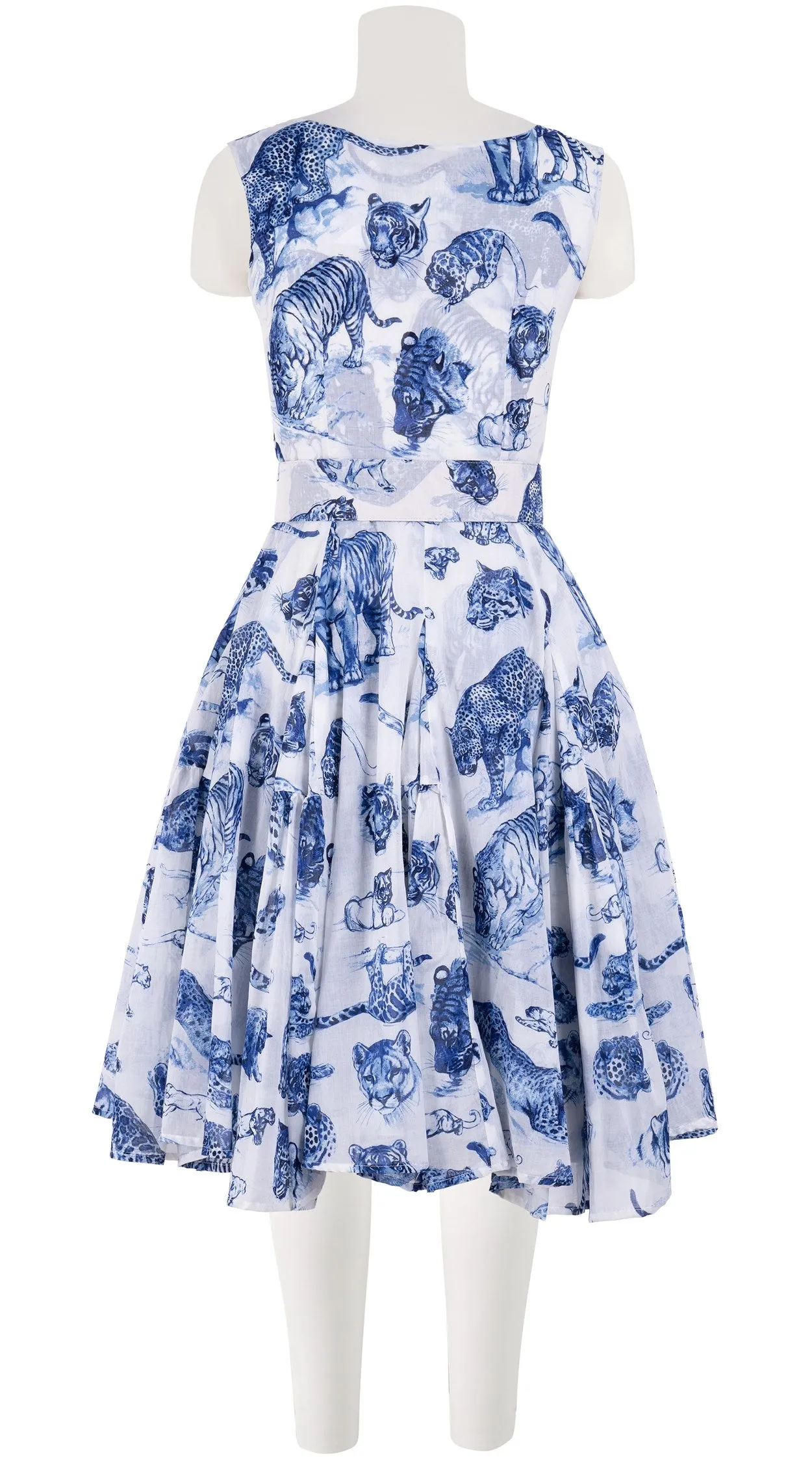 Birdy Dress #2 Boat Neck Sleeveless Cotton Musola (Tiger Toile Small)