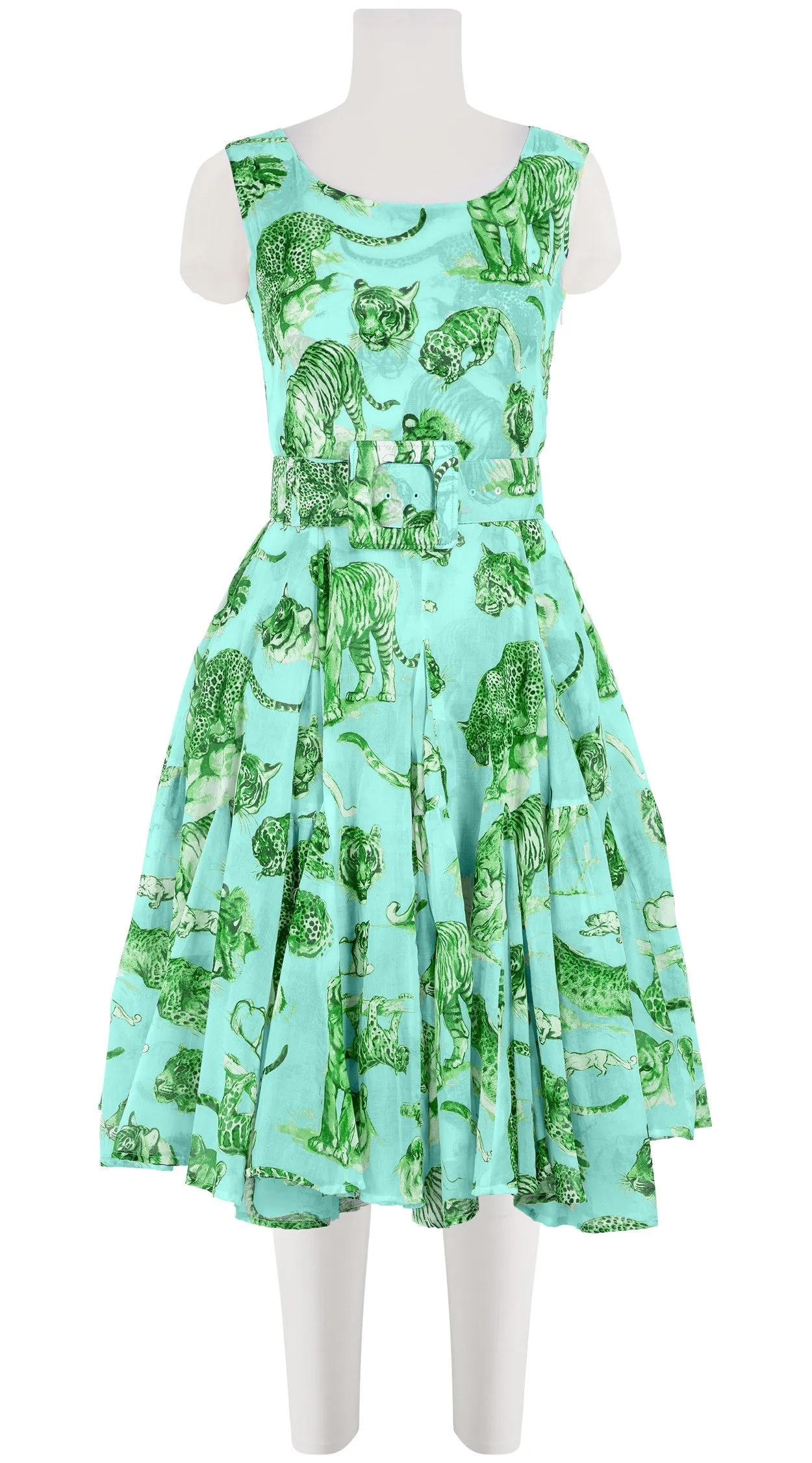 Birdy Dress #2 Boat Neck Sleeveless Cotton Musola (Tiger Toile Small)