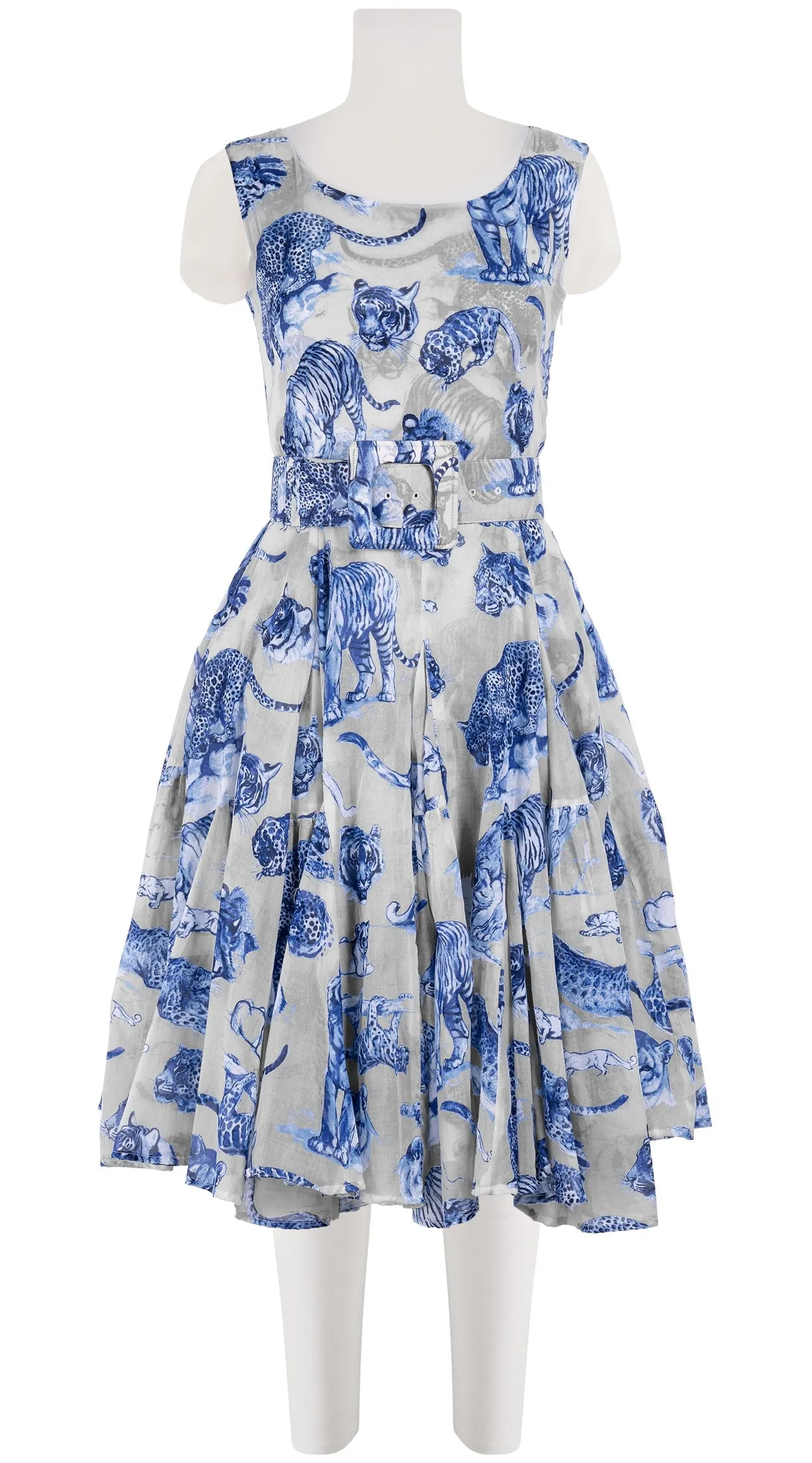 Birdy Dress #2 Boat Neck Sleeveless Cotton Musola (Tiger Toile Small)